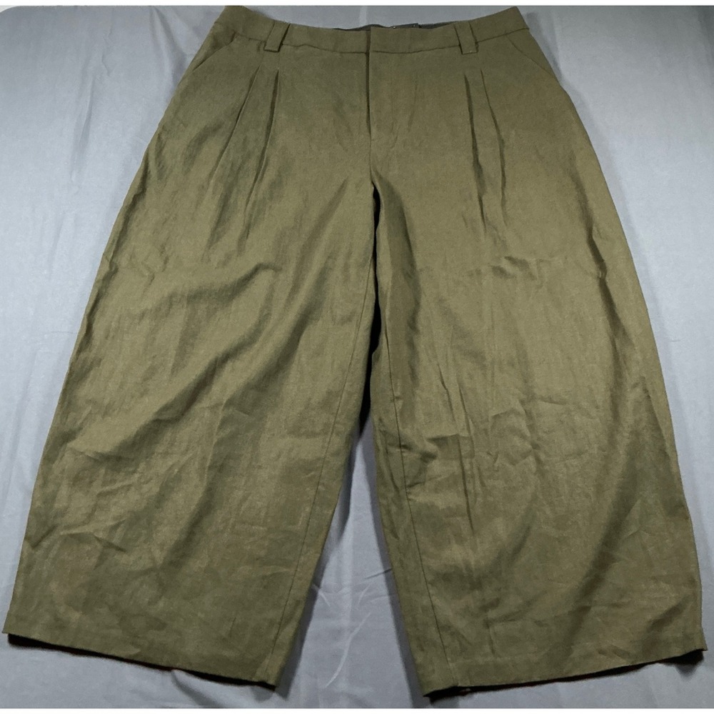 Scoop Plt Barrel Pant Burnt Rosemary Green Pleated Wide Leg Trousers Size 18 NEW